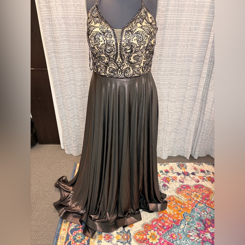 Rachel Allan Metallic Black Dress - Picture 2 of 4